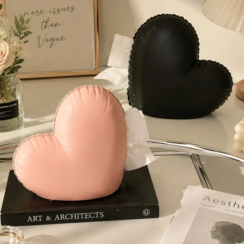 Heart Shape Tissue Box Paper Dispenser Napkin Holder Living Room Table Desktop Storage Container Home Decor Light Luxury
