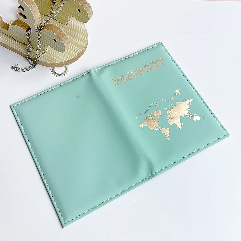 Green Passport Protective Cover for Women Men Pu Leather Material Waterproof Document Ticket Folder Passport Clip Holder Case