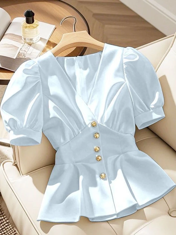 Sli Summer High End Blue ort Sve irt เสื้อแจ๊กเก็ตผู้หญิงแฟชั่นอีเล ทันสมัยบับเบิ้ล Sve V Ne สีบริสุทธิ์