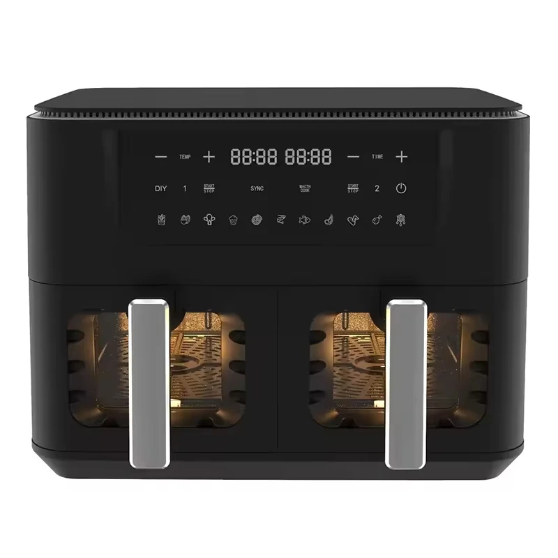 

2026 Multi-functional model2024 New 8L 9L 10L Dual 4.5L 9.5QT Visual Window Independent Basket Smart 9 Liter Double air Fryer