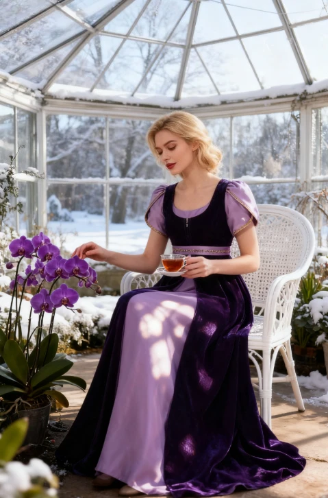 

Bridgerton Dress Cosplay Costume Elegant Purple Dress for Ladies in The Regency EraBridgerton Style Princess Country Women Party