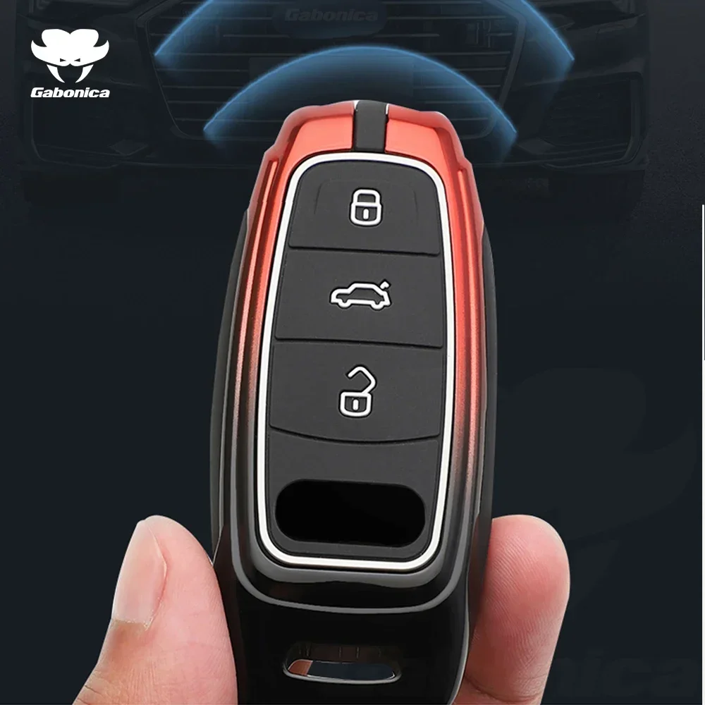 New Zinc Alloy Car Key Case Bag For Audi Sport Racing A6 A3 A7 A8L D5 C8 Q4 E-tron Q7 Q8 S6 S7 S8 RS 6 RS 7 Keychain Accessories