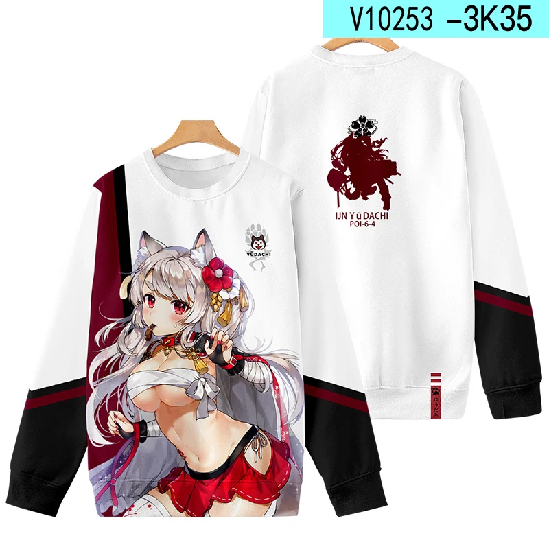 Hot Game Azur Lane 3D Print Oversized Hoodie Women Men O-neck Long Sleeve Crewneck Sweatshirt Casual Tracksuit Cosplay Costume