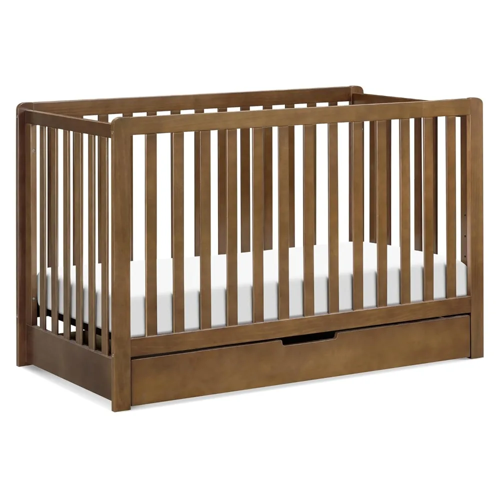 

DaVinci Carter's Colby 4-in-1 Convertible Crib with Trundle Drawer in Walnut, Greenguard Gold Certified, Undercrib Storage