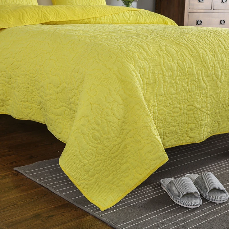 Nordic Ramie Linen Cooling Quilt Set 3-Piece, Summer Embroidered Bedspread, Lightweight Breathable Bedding for Modern Home Decor