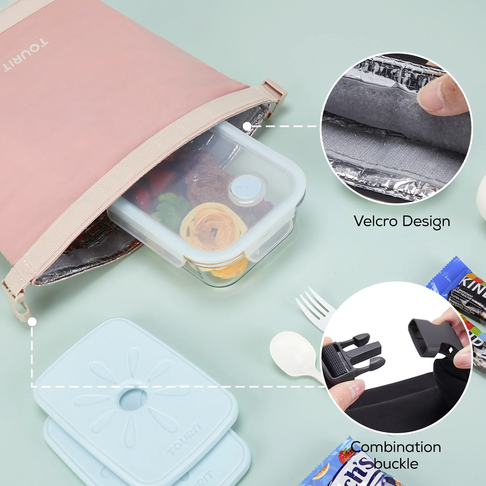 Portable Lunch Bag for Women Insulated Lunch Box Tote Waterproof Office Food Shoulder Bags Cooler bag Thermal bag Bento Pouch