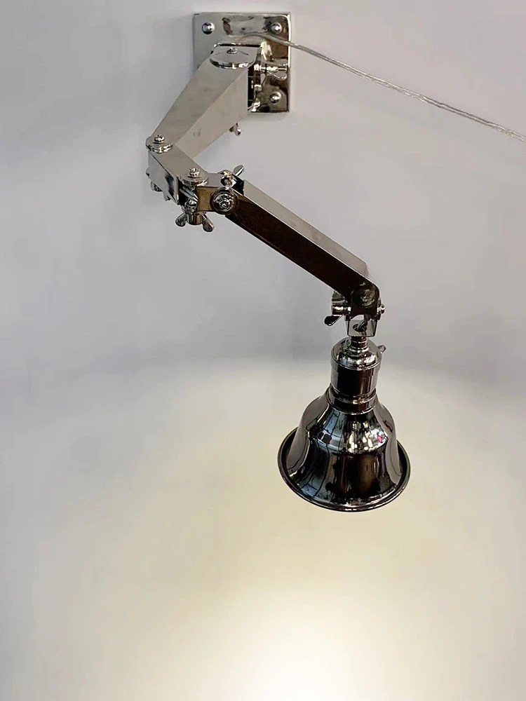 Retro Folding Arm Lamp, Lâmpada De Parede De Vento Industrial, Vento