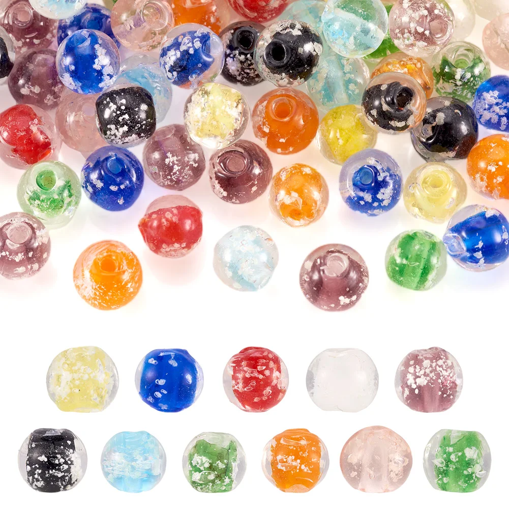 

100pcs 8mm Mixed Round Handmade Luminous Lampwork Loose Beads for DIY Bracelet Earrings Jewelry Making