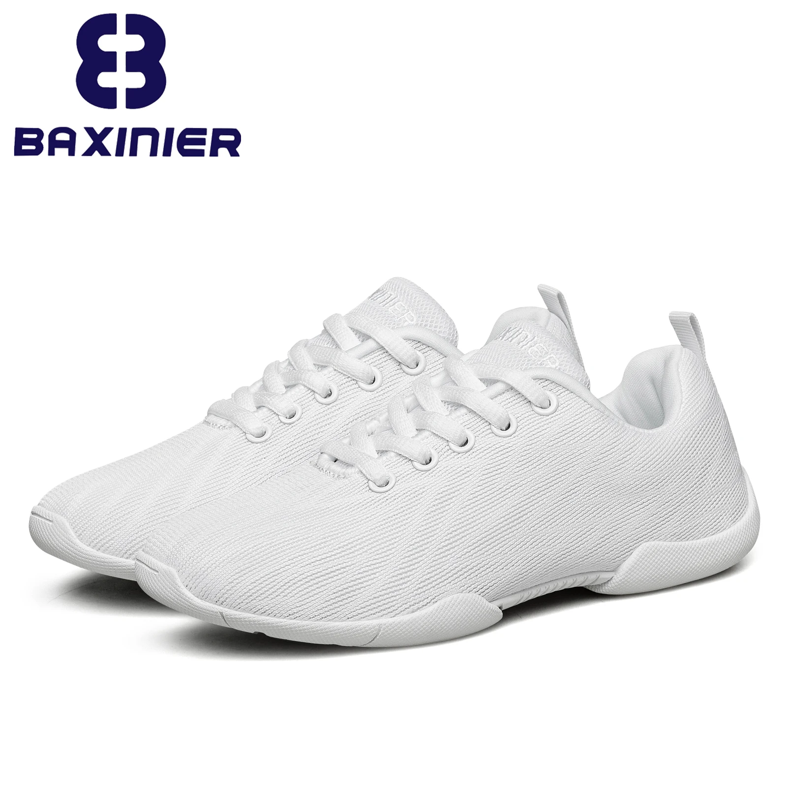 BAXINIER Girls White Cheerleading Shoes Lightweight Youth Competition Cheer Sneakers Kids Training Dance Tennis Shoes