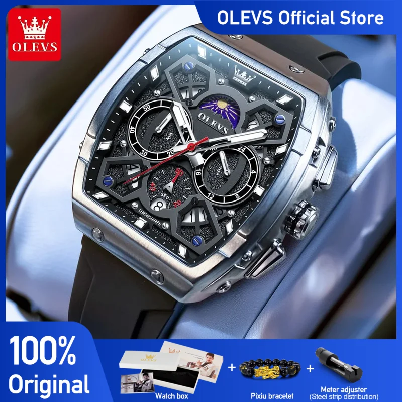 OLEVS 2942 Men\'s Watch Hollow Out Watches Quartz Watch Waterproof Luminous Watches For Men Stylish Design with Silicone Strap