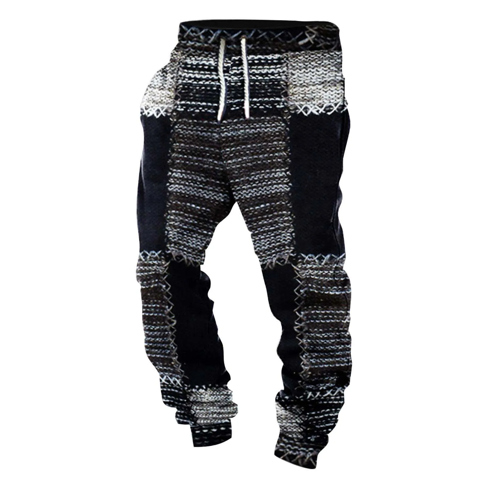 

Men's Streetwear Skinny Sport Jog Pants Fashion Plaid Patchwork Motorcycle Hip-hop Trousers Jogging Track Autumn Winter Pants