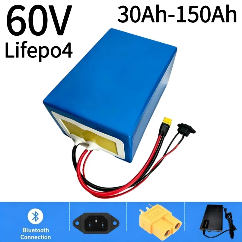 60V 20S LiFePO4 Battery 30‑150Ah Built‑in BMS Deep Cycle Lithium Iron Phosphate Battery High Capacity for Golf Cart Tractor EV