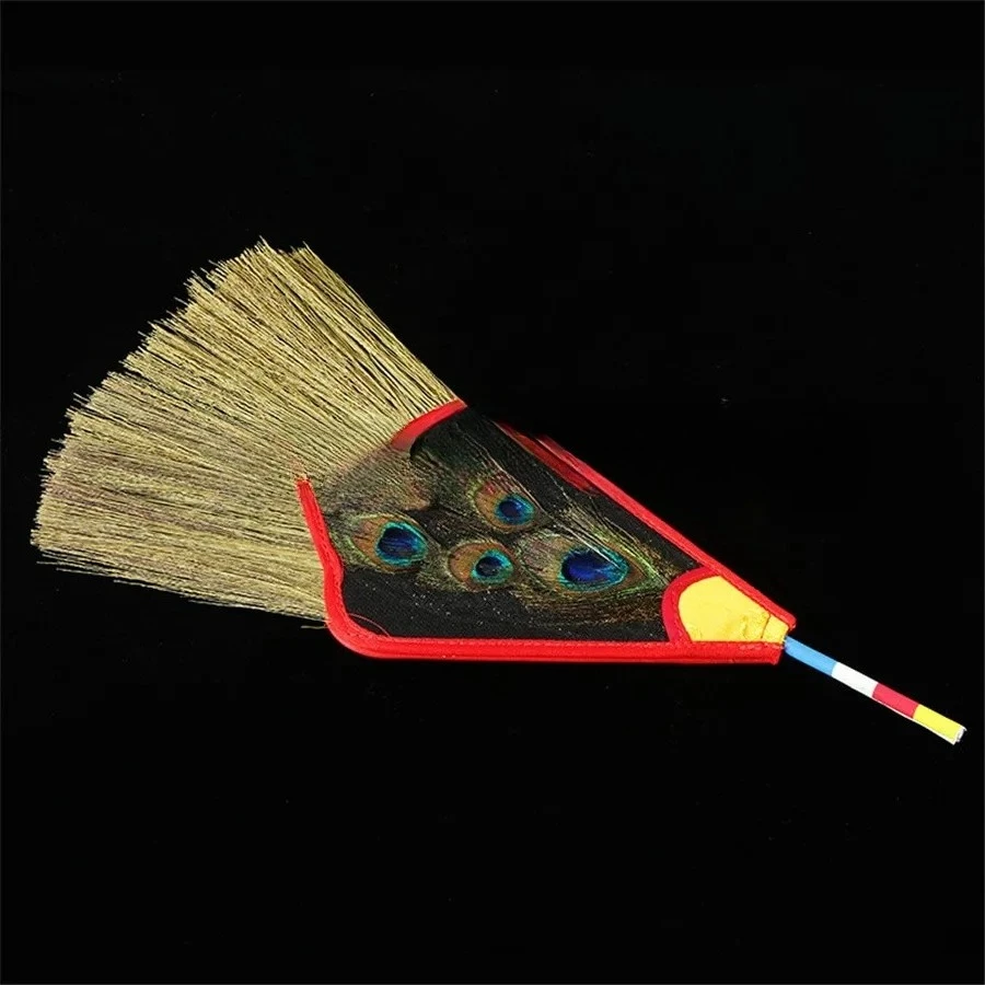 5/3/1 Eyes Tantric Buddhism Tibetan Dharma-Vessel Pink Reineckea Herb Exquisite Feather Satin Bumba Hand Fan Special Offer
