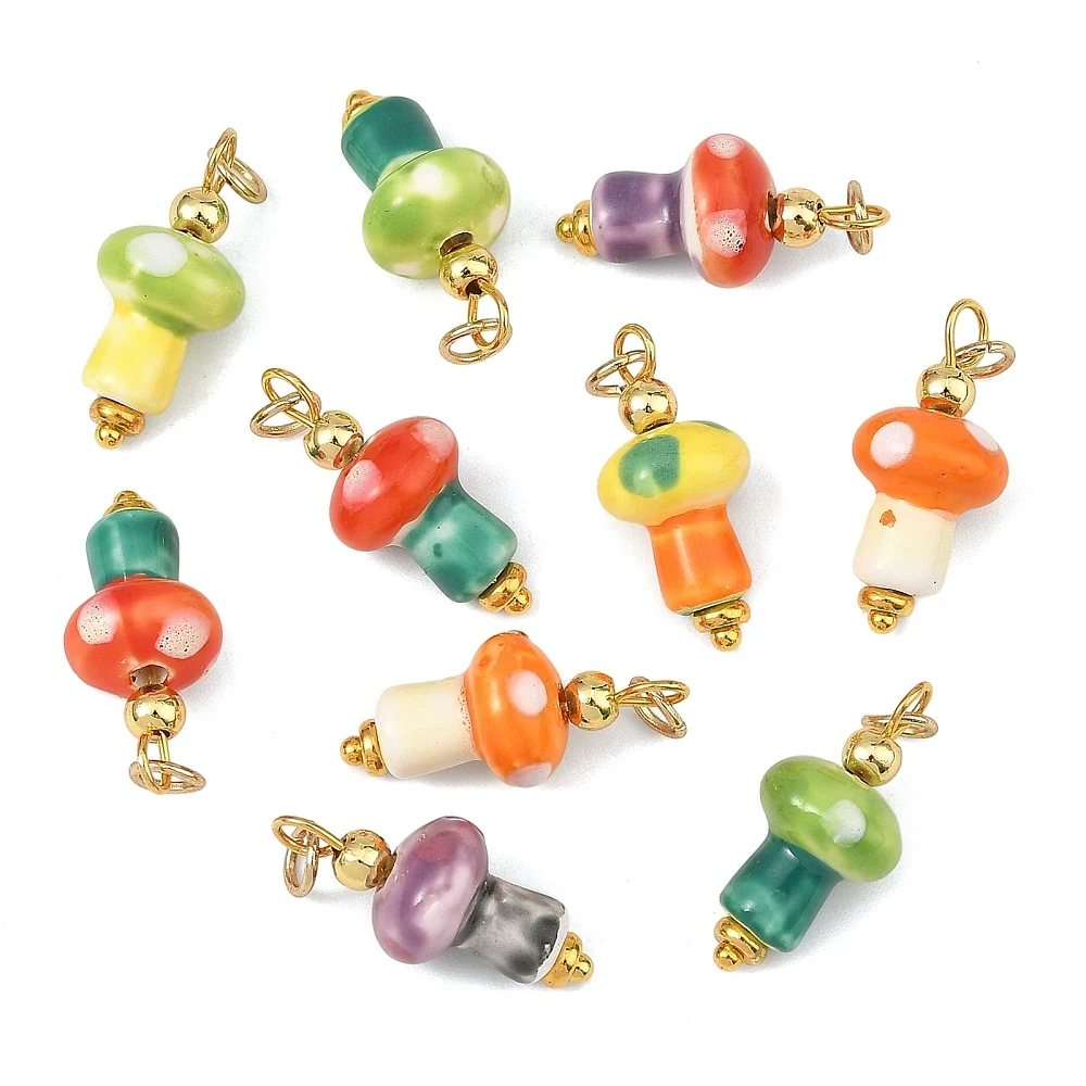 20pcs Mushroom Porcelain Pendants Handmade Charms For DIY Earring Bracelet Necklace Forest Style Jewelry Making Accessories