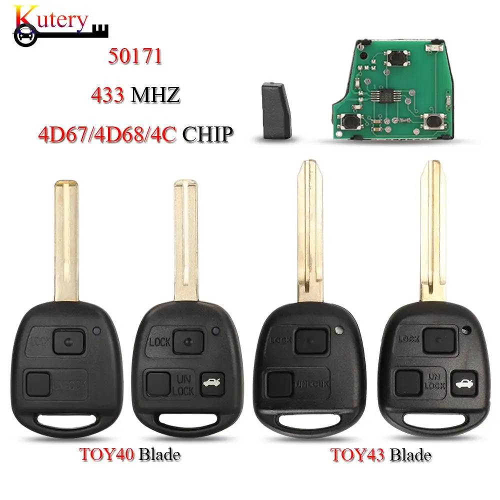 

jingyuqin 50171 Remote Smart Car Key For Toyota Prado 120 RAV4 Kluger Land Cruiser 2/3Buttons 433Mhz 4C/4D67/4D68 Chip