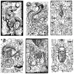 Vintage Butterfly Animal Dragon Fish Worm Clear Silicone Stamps Diy Material Scrapbooking Transparent Rubber Stamp
