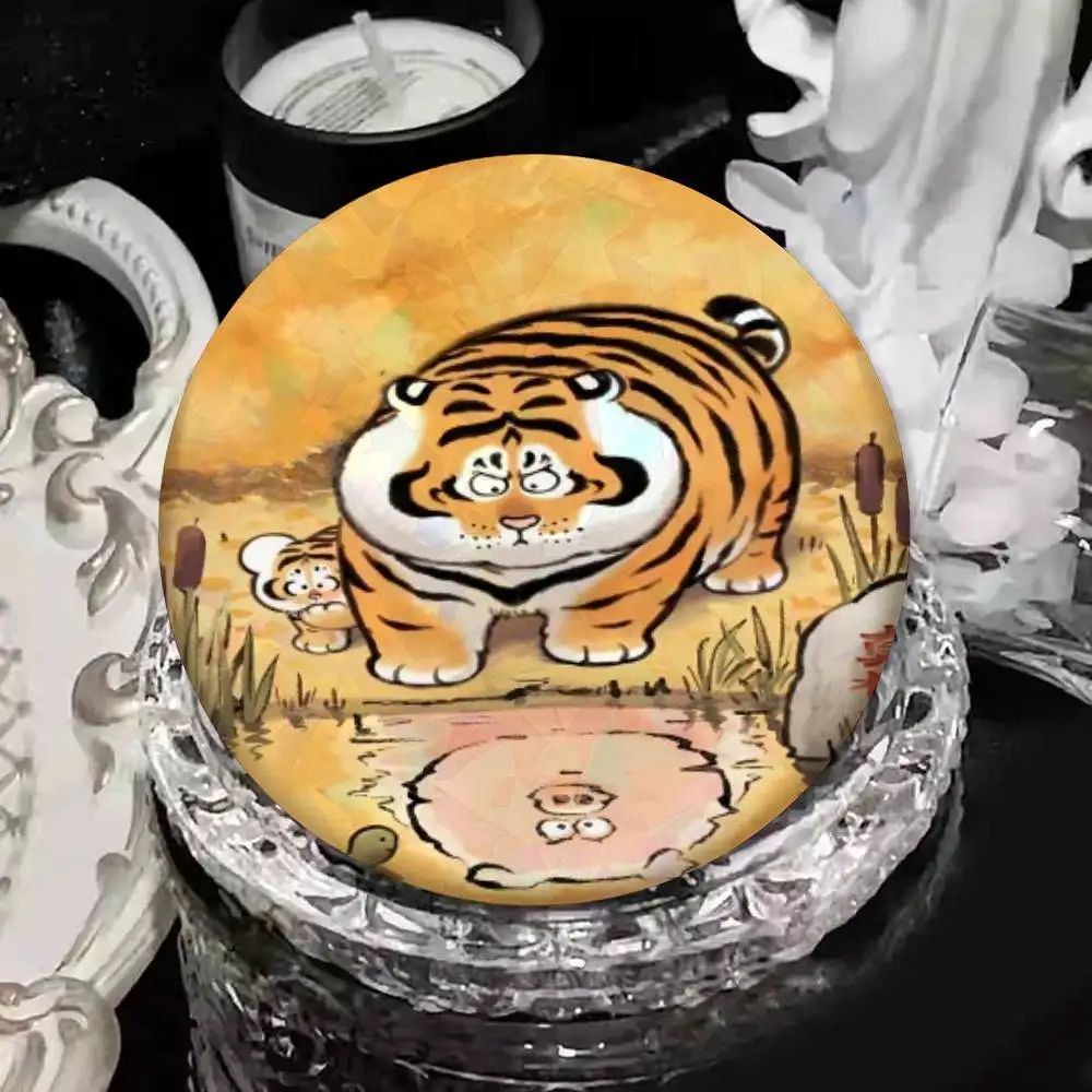 Anime Fat Tiger Badges 25 32 44 58 75 Mm Round Cosplay Pin Bag Decor Friends Gifts Brooch Souvenir view 6