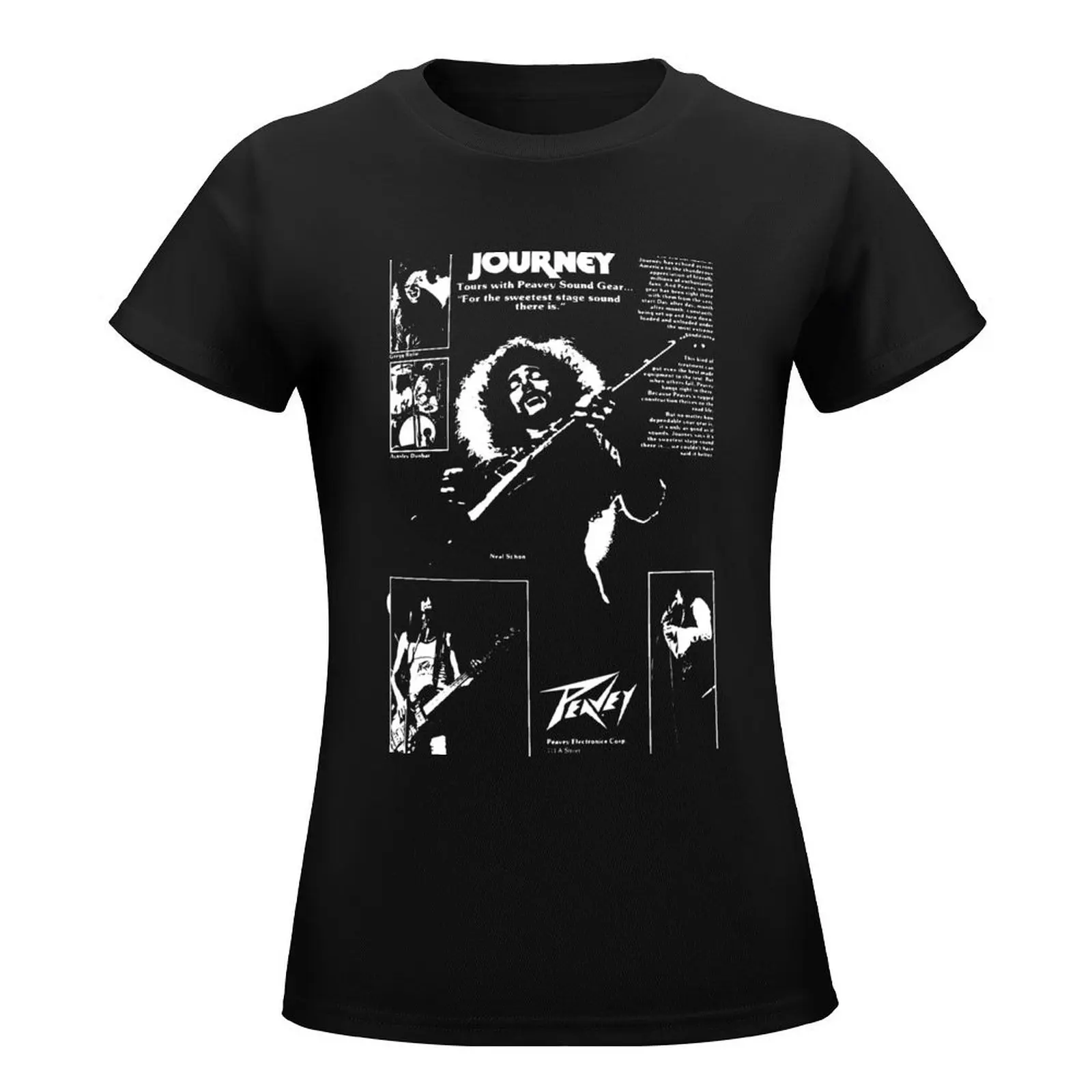 Journey Band Logo - Black and White T-Shirt tops Blouse tees plus sizes cropped t shirts for Women