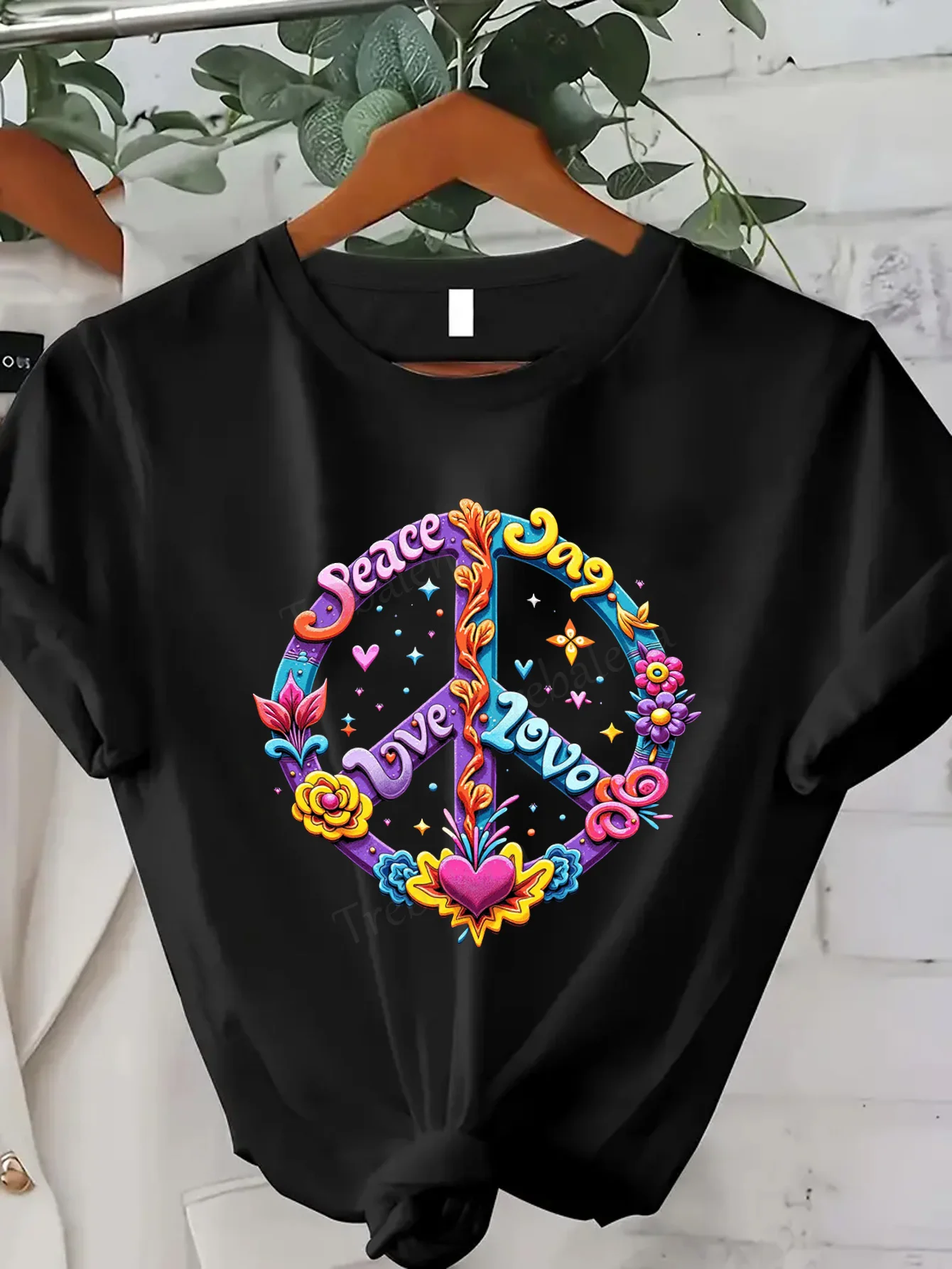 

Women T-shirt Peace Love Joy Floral Print Women's T-Shirt
