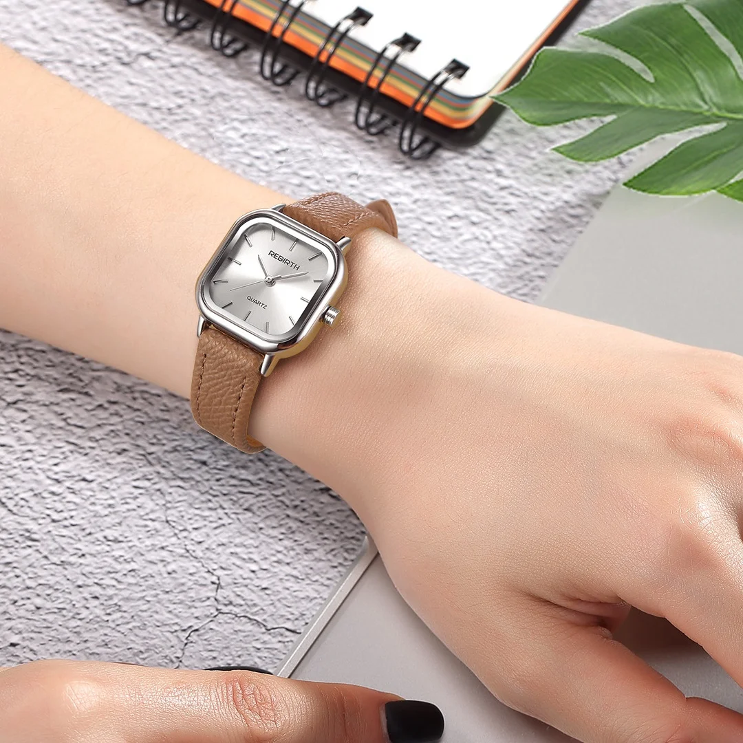 REBÊNCIA 2045L Moda Mostrador Quadrado Relógios Femininos Casual Pulseira de Couro Relógio de Pulso de Quartzo Reloj Mujer سا experien 