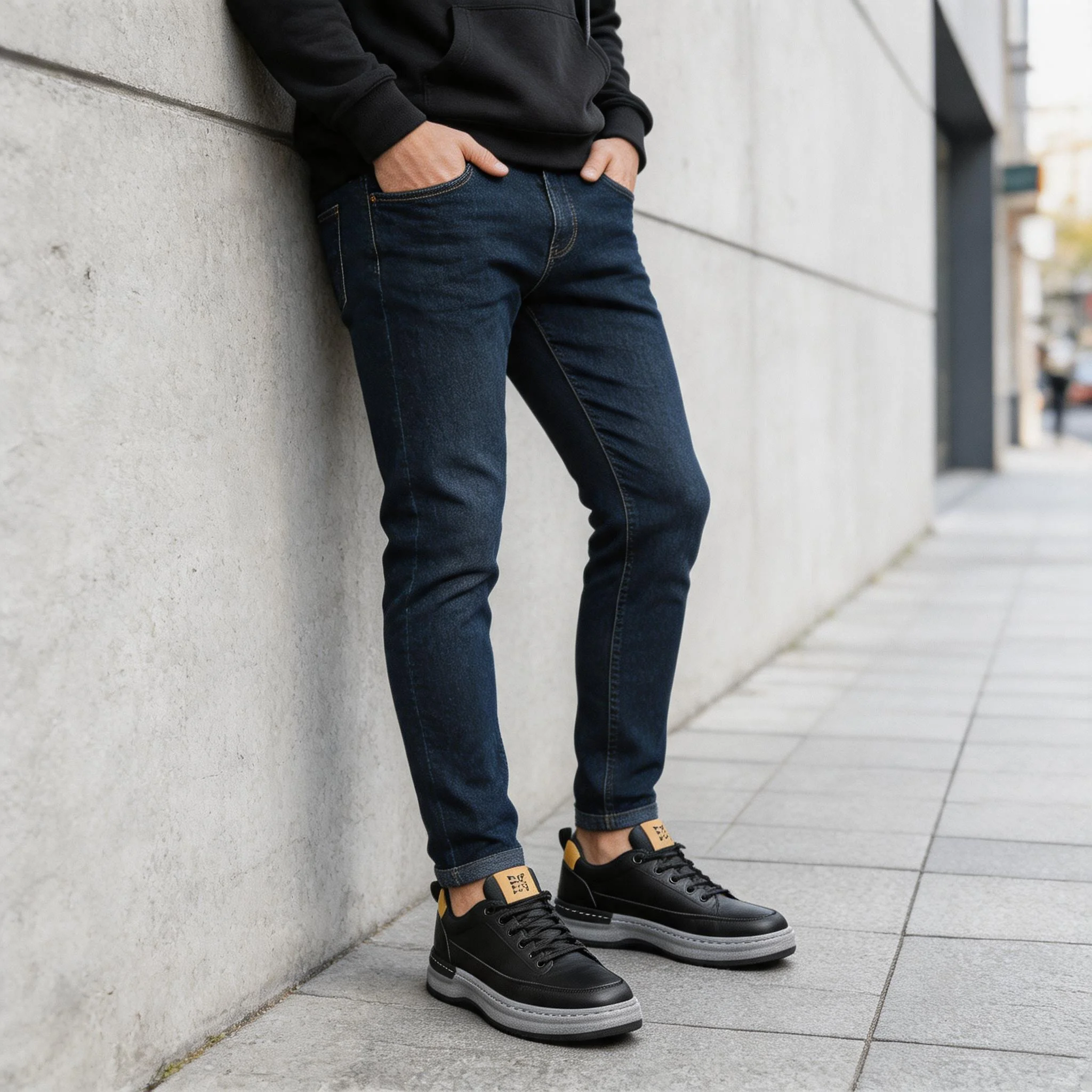 Men's Fall Versatile Fashion Sneakers: Tilted-Toe, Chunky-Soled, Breathable Leather Shoes, Men's Casual Sneakers