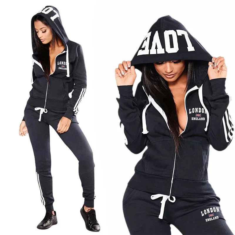 

Sports Casual Daily High Quality Women's Tracksuit Gym Two Piece Sets for Women Jogging Comfortable Zip Hoodie Outdoors Slim Fit