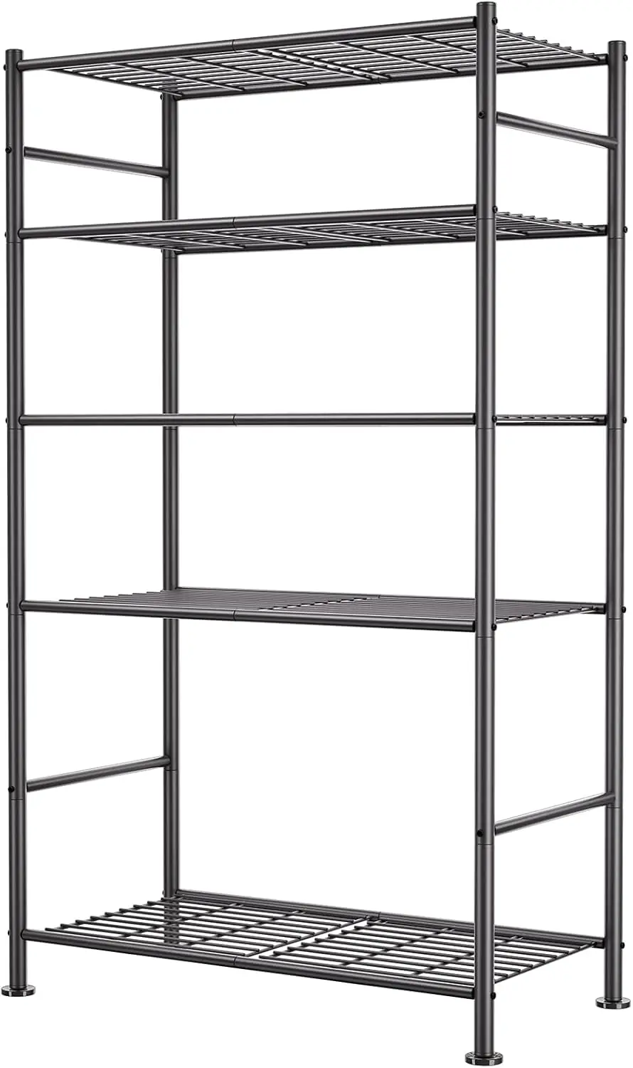

5-Tier Adjustable Metal Storage Shelf, Space-Saving Organizer for Garage Kitchen Bathroom, 33x13x72 Inches Black