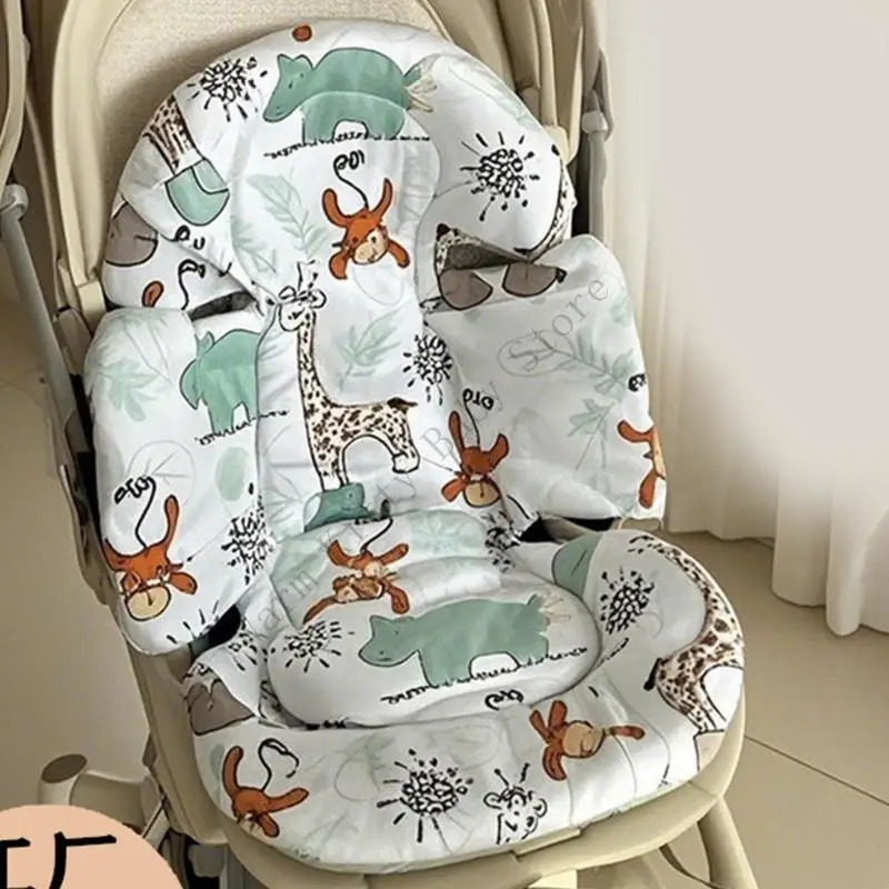 

XXFE Ergonomic Strollers Harness Sleeve & Crotch Protector Set with Pad Gentle Support Easy Installation Cartoon Pattern