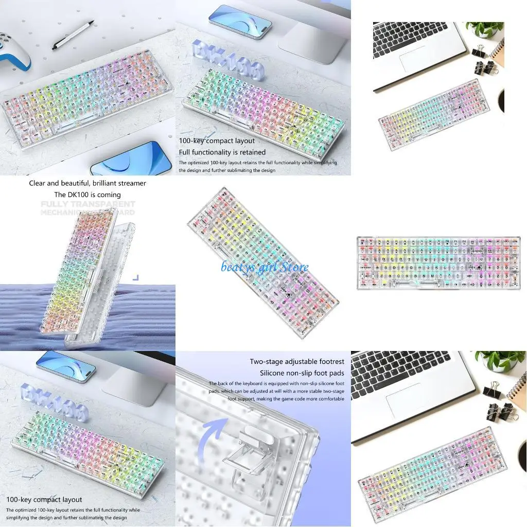 

C7AB Clear Mechanical Keyboards Perfect for Gamers Clear Keycap PC Keyboards