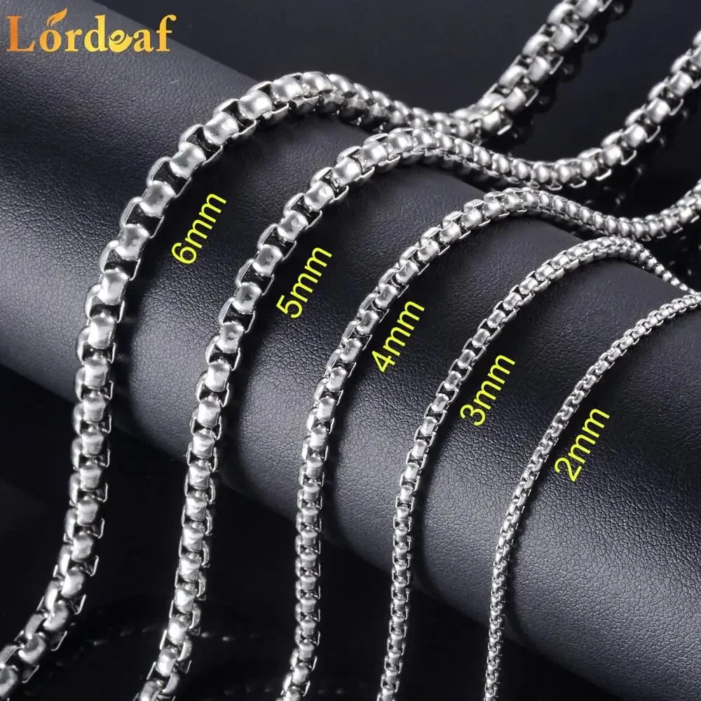 Fashion Silver Plated Round Box Chain 2mm-6mm Stainless Steel Necklace Men And Women Jewelry Factory Direct Sale