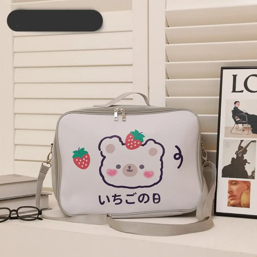 Convenient Portable Luggage Travel Bag Large Capacity Cartoon Printed Lunch Handbag PU Duffel Bag Student