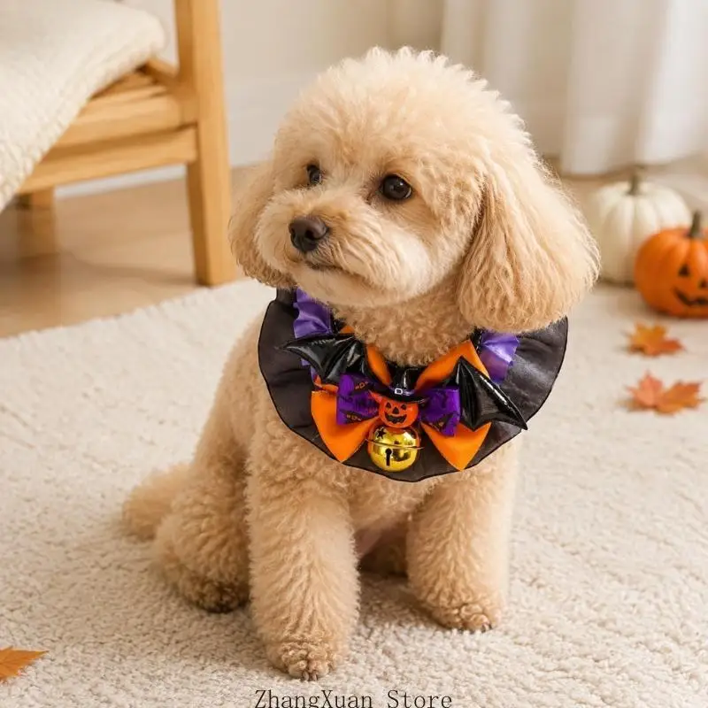 Halloween-Haustierhalsband aus weichem Stoff für Hunde und Haustiere, Kleiderhalsband 3XUF – Detail 4