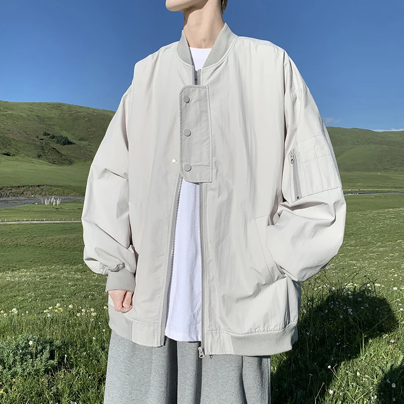 

Men's Baseball Jaet Pilot Coat Spring Autumn Trend Loose Sports Top Functional Windbreaker Outerwear Zipper Decorated Youth...