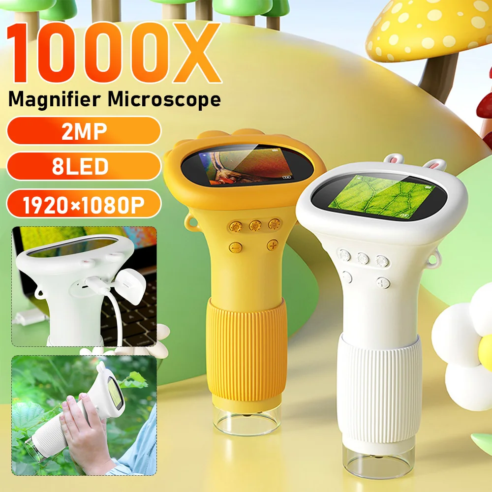 Kids Microscope 1000x Magnifier Microscope 200 Megapixels With LED Photo Video Function Educational Toys Science For Children