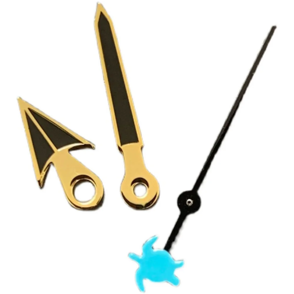 Lancette dell'orologio con tartaruga/pesce accessori di ricambio per orologi con bordo dorato di seconda mano per movimento Nh35/36/4R/7S No luminoso