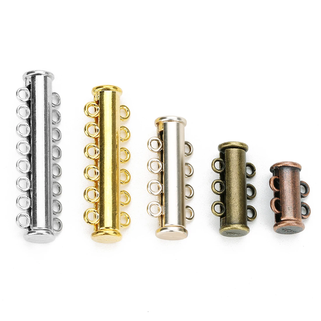 5pcs 2-8rows Magnetic Clasps End Caps Slider Clasp Buckles Tubes With Connectors Lock Clasp For Diy Multilayer Bracelet Necklace