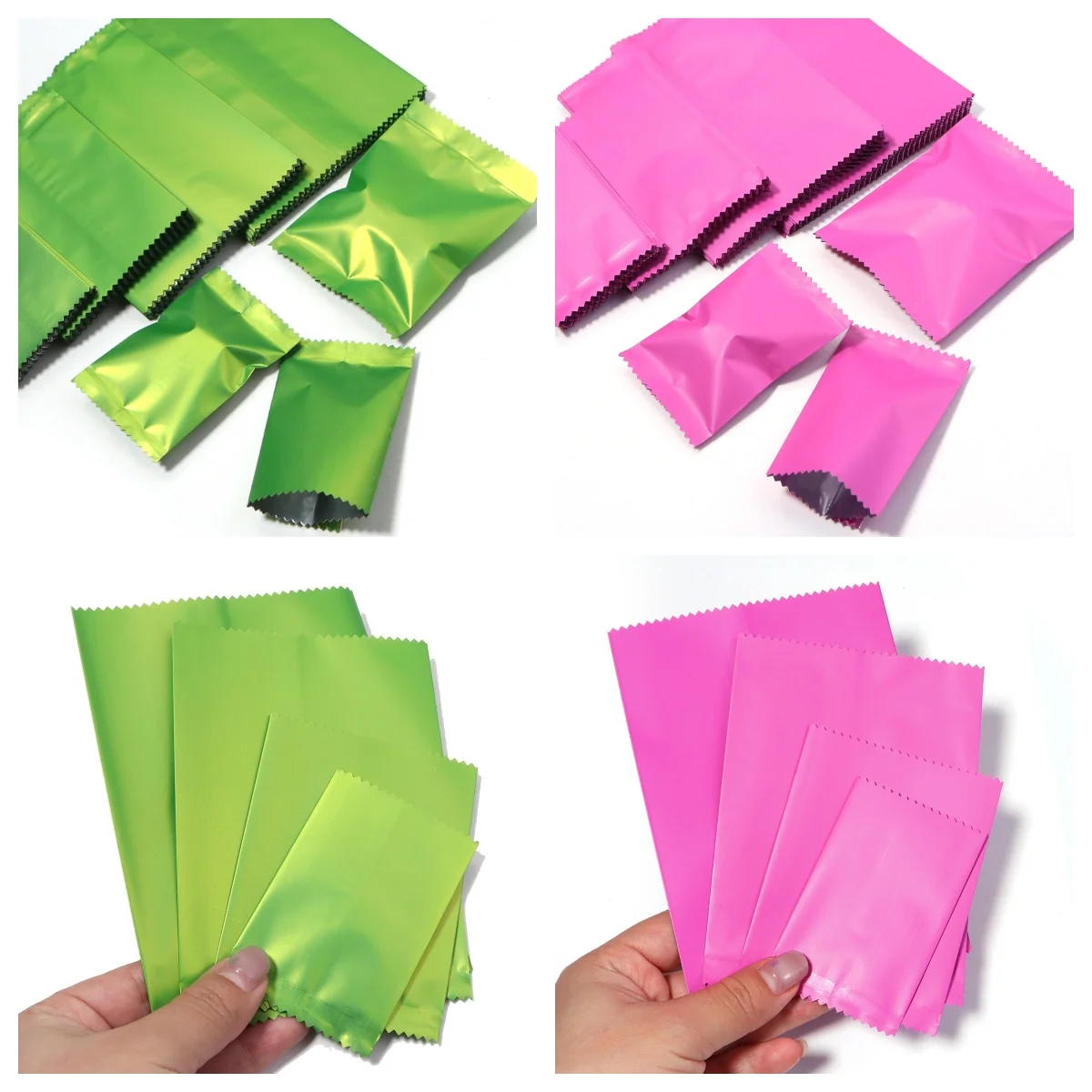 100pcs/lot Pink Green Aluminum Foil Bags Thick Opaque Blind Bags Candy Baking Snack Packaging Bags For DIY Party Gift Packaging