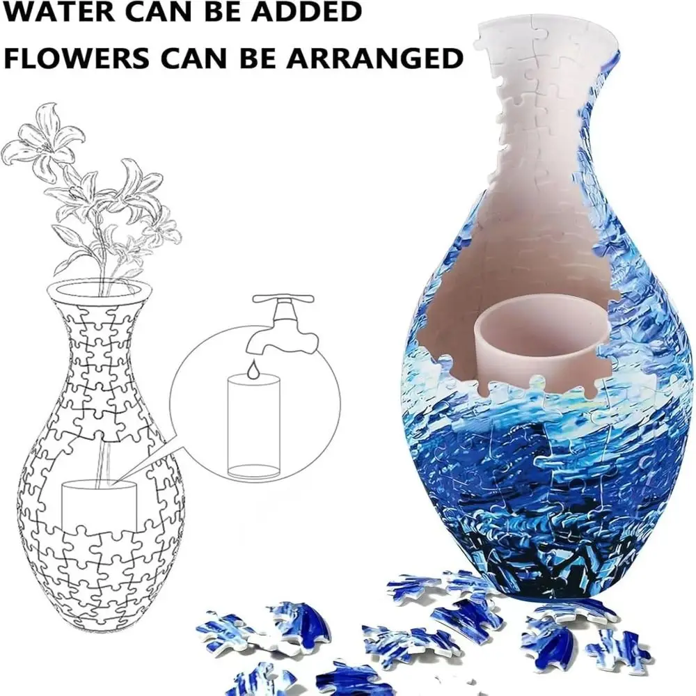 160 Curved Plastic Puzzle 3D Puzzlef Flower Vase DIY Arts 160 Pieces 3D Art Puzzle Vase Housewarming Gift Flower Arrangements