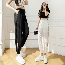 Ice Silk Quick Drying Sportswear Trousers Women Summer New Fashion Casual Shiny Sweat Pants Women Cheap Wholesale Dropshipping