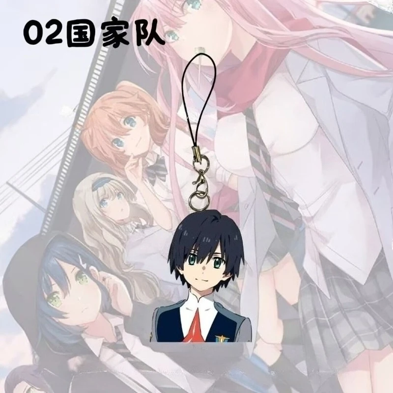 جديد حبيبي في سلسلة الهاتف المحمول FRANXX Zero Two Hiro الإبداعية عالية القيمة الرسوم المتحركة الكرتون المطبوعة زوجين الاكريليك الحبل #3