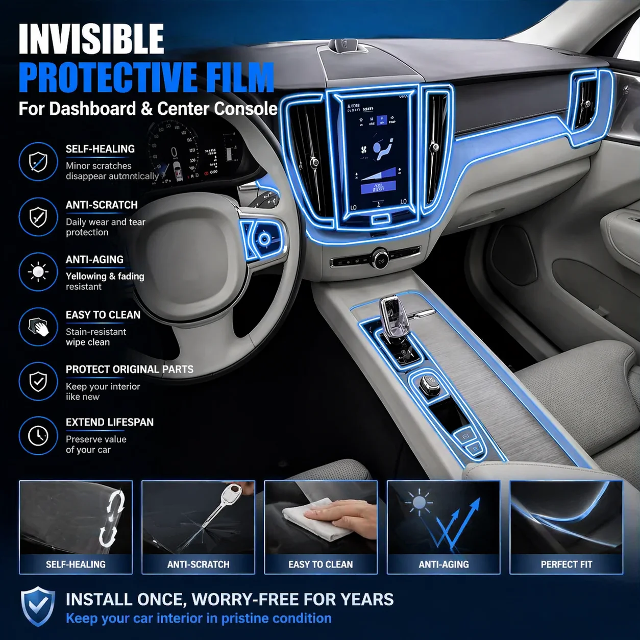 

Car Accessories Dashboard Multimedia Navigation Transparent Anti-Scratch Protection Film Modification For Volvo XC60 2026