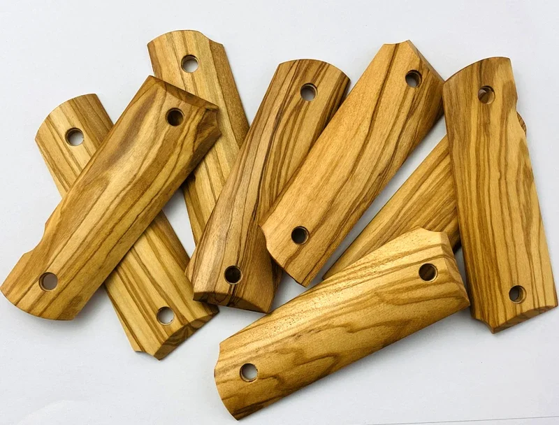 1 Pair Natural Olive Wood Tactical 1911 Grips Handle Patches Scales Full Size CNC Custom DIY Making Replace Accessories Parts