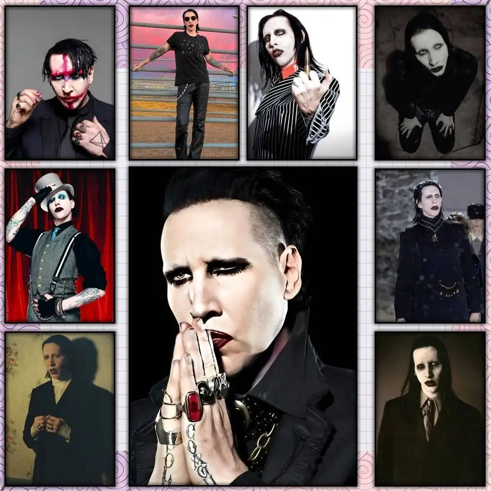 M-Marilyn Shock Rock MM-Manson  Poster Self-adhesive Art Waterproof Paper Sticker Coffee House Bar Room Wall Decor