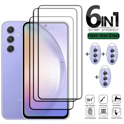 Protector de pantalla de vidrio templado 6 en 1 para Samsung Galaxy A54, Samsung A54 5G, Samsung A14, A34, A51, A52, A53, A54, A15, A25