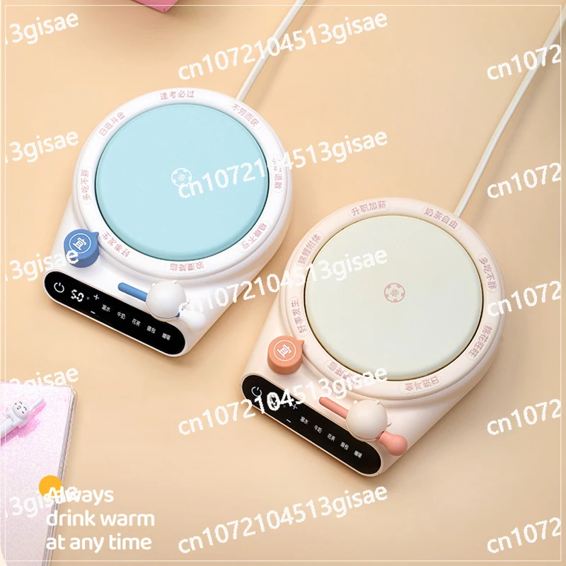 Posavasos calefactable con rueda de la suerte de pescado de madera para aliviar el estrés, Panel calefactor extendido, sin ruido, calentamiento rápido de leche con