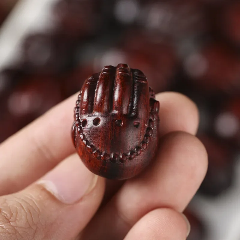 Natural Rosewood DIY Hand Carved Retro Small Buddha Hand Celcom Hole Creative Ornament Small Accessories Phone Accessory