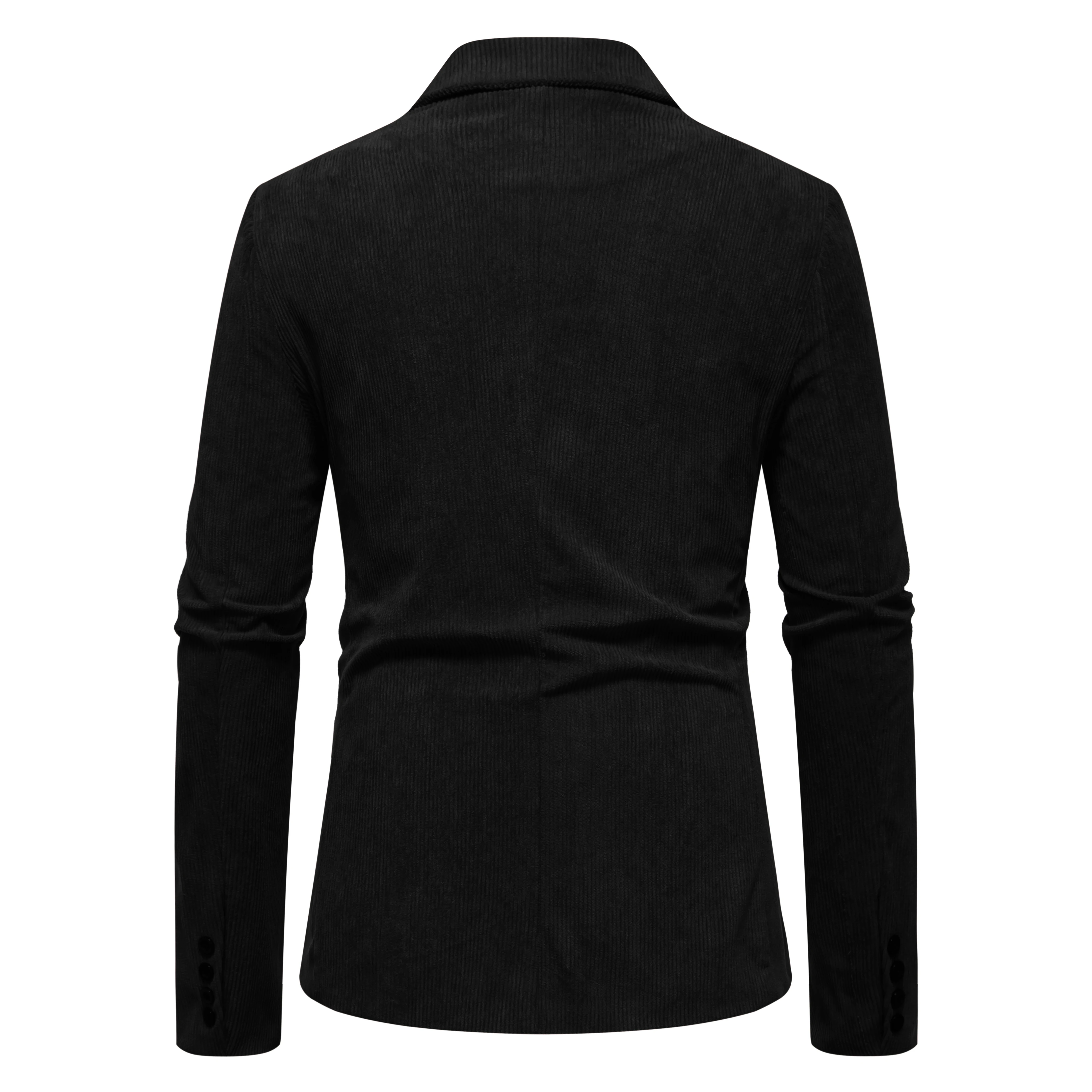 Men's Fashionable Casual Solid Color Corduroy Suit Jacket Suitable for Business Use with Multiple Pockets