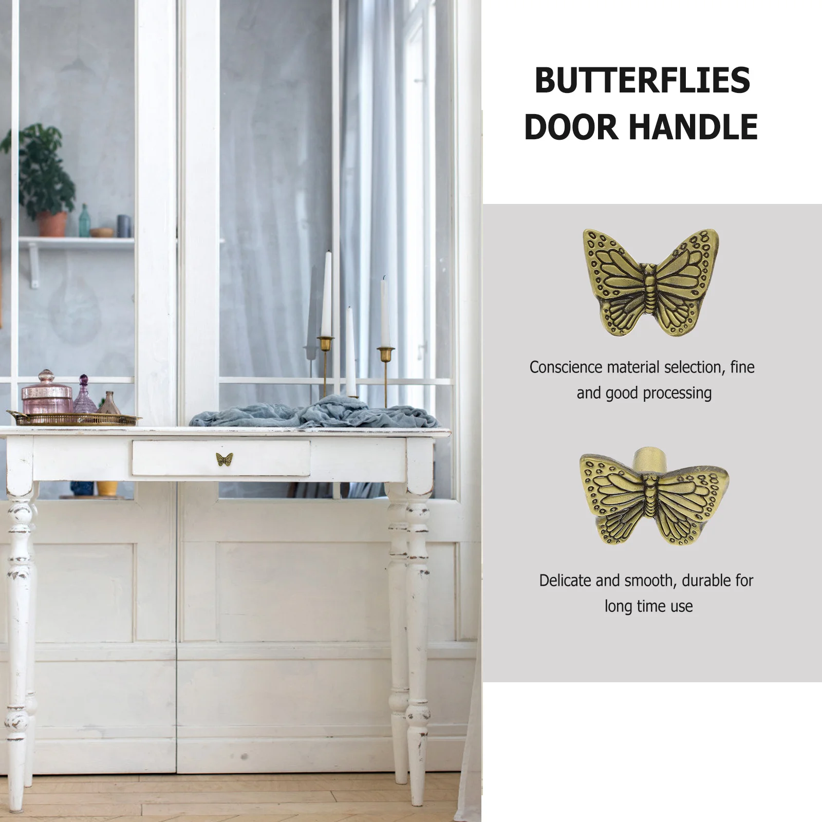 

4Pcs Single Hole Butterflies Cupboard Door Handle Vintage Decorative Pulls Cabinet Drawer Knobs for Wardrobe Closet Furniture
