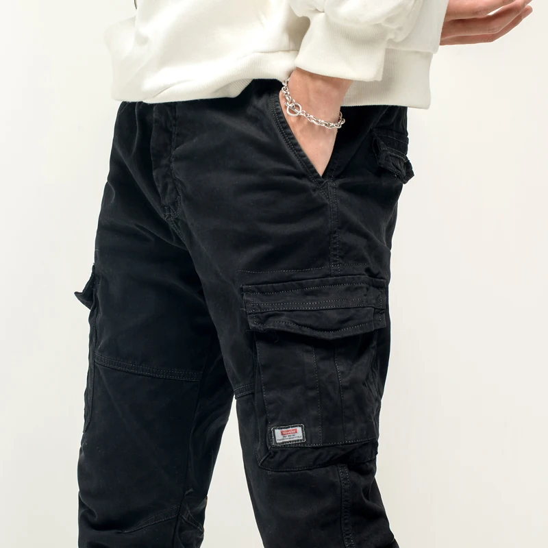 CAAYU Mens Cargo Pants Elastic Multiple Pocket Military Male Trousers Outdoor Joggers Pant Plus Size Tactical Fashion Pants Men