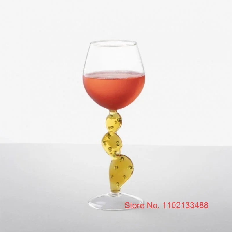 Italian Famous Design Crystal Cactus Glass Handmade Red Wine Tumbler Wedding Gifts Champagne Cocktail Bordeaux Cup Wholesale